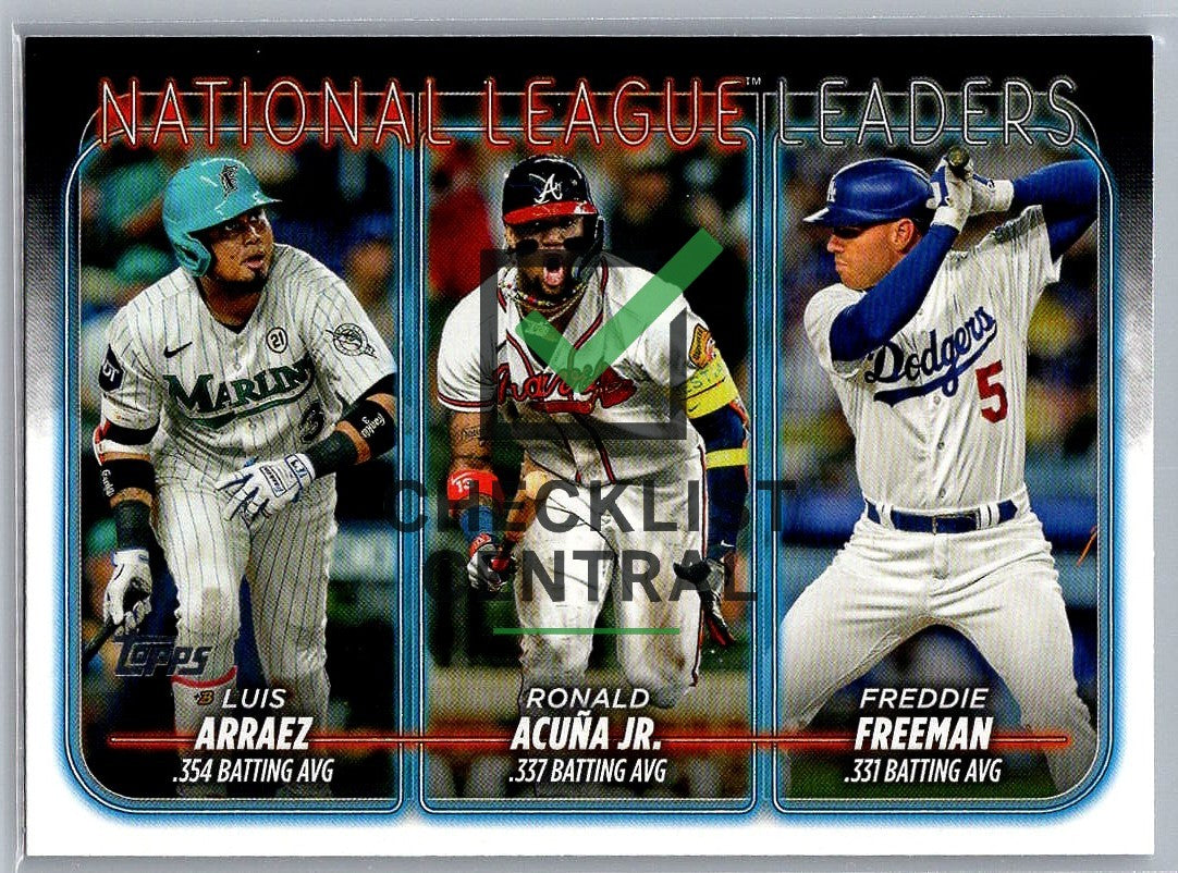 2024 Topps Ronald Acuna, Luis Arraez, & Freddie Freeman #206 - League Leaders