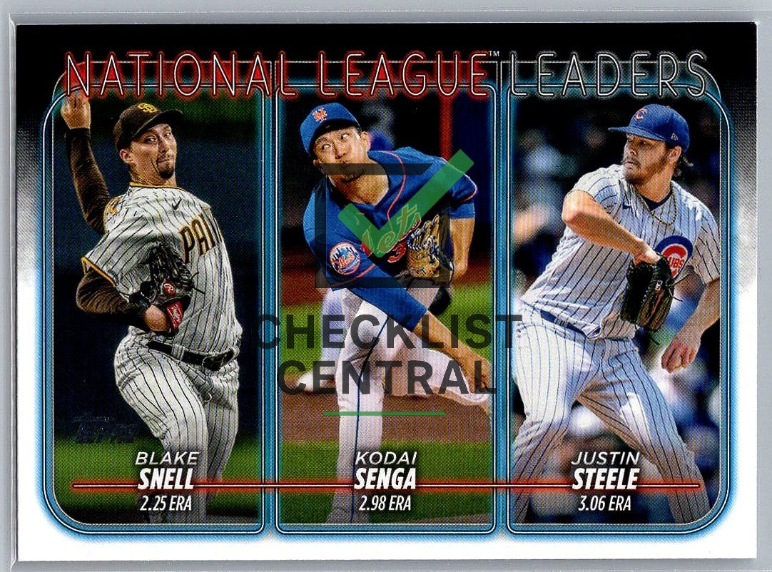 2024 Topps Kodai Senga, Blake Snell, & Justin Steele #212 - League Leaders