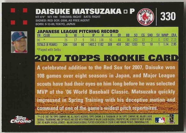 2007 Topps Chrome Daisuke Matsuzaka #330