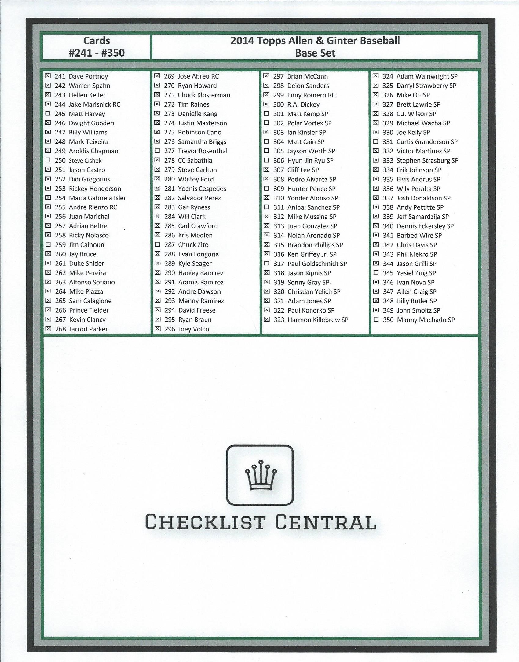 Collector Series Checklist