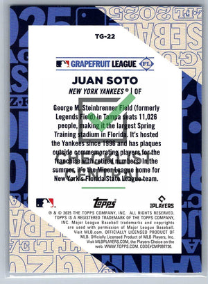 2025 Topps Training Grounds Juan Soto #TG-22