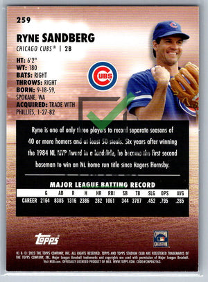 2023 Topps Stadium Club Red Foil Ryne Sandberg #259