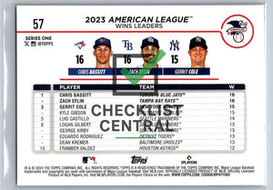 2024 Topps Chris Bassitt, Gerrit Cole, & Zach Eflin #57 League Leaders