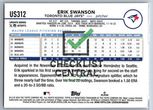 2024 Topps Update Silver Crackle Foilboard Erik Swanson #US312