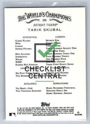 2024 Topps Allen & Ginter Tarik Skubal #205
