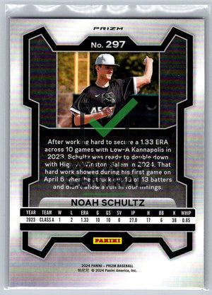 2024 Panini Prizm Prizms Pink Ice Noah Schultz #297