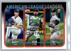2024 Topps Chris Bassitt, Gerrit Cole, & Zach Eflin #57 League Leaders