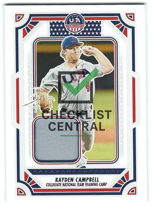 2024 Panini USA Baseball Stars & Stripes USA Materials Kayden Campbell #USA-KC