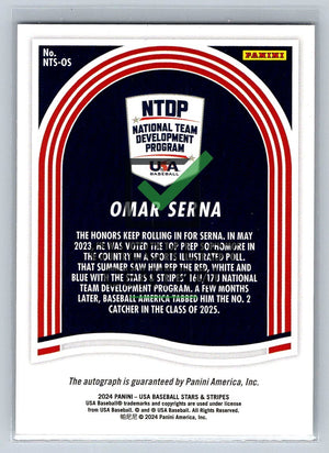 2024 Panini USA Baseball Stars & Stripes 16U/17U National Team Signatures Omar Serna #NTS-OS