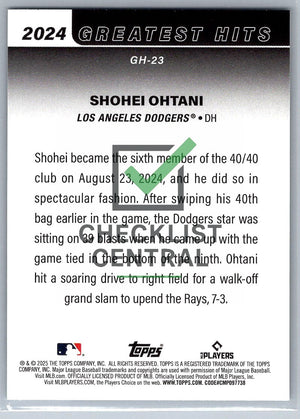 2025 Topps Greatest Hits Shohei Ohtani #GH-23
