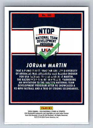 2024 Panini USA Baseball Stars & Stripes Stars Jordan Martin #180