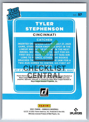 2021 Donruss Holo Blue Tyler Stephenson #57 - Rated Rookie