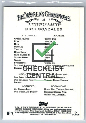 2024 Topps Allen & Ginter Nick Gonzalez #26 RC