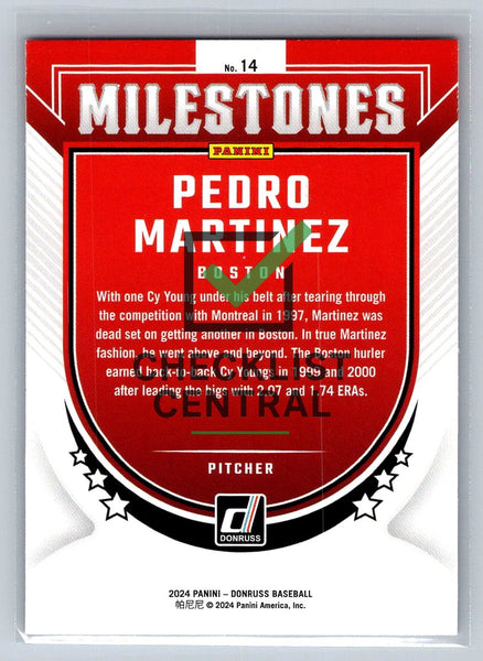 2024 Donruss Milestones Pedro Martinez #14