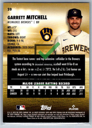 2023 Topps Stadium Club Garrett Mitchell #20