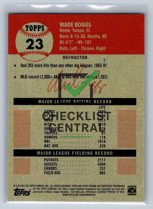 2022 Topps Chrome Platinum Anniversary Refractors Wade Boggs #23