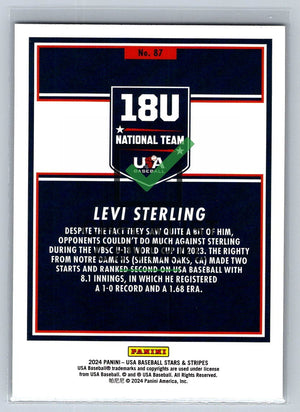 2024 Panini USA Baseball Stars & Stripes Stars Levi Sterling #87