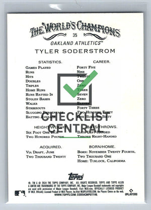 2024 Topps Allen & Ginter Tyler Soderstrom #35 RC