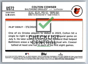 2024 Topps Update Colton Cowser #US72