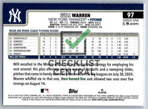 2025 Topps Will Warren #97 RC