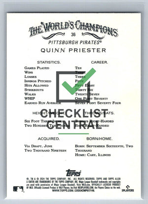 2024 Topps Allen & Ginter Quinn Priester #36 RC