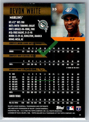 1996 Topps Gallery Devon White #35