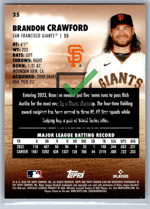 2023 Topps Stadium Club Brandon Crawford #35