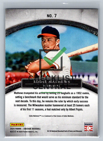 2024 Panini Crusade Baseball Royalty Eddie Mathews #7