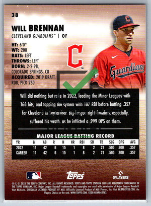 2023 Topps Stadium Club Will Brennan #38 RC