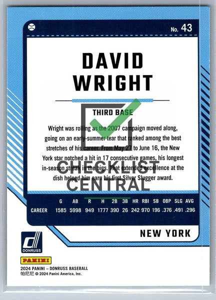 2024 Donruss Green Laser David Wright #43