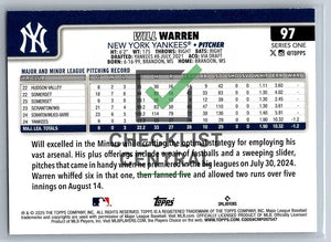2025 Topps Will Warren #97 RC