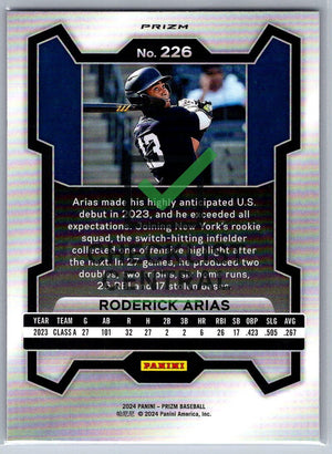 2024 Panini Prizm Prizms Pink Ice Roderick Arias #226