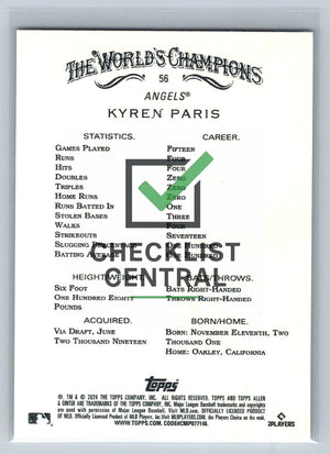 2024 Topps Allen & Ginter Kyren Paris #56 RC