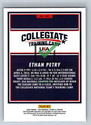 2024 Panini USA Baseball Stars & Stripes Opening Day Ethan Petry #164