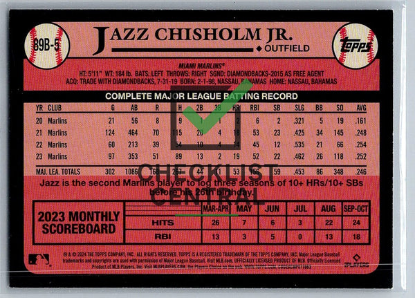 2024 Topps '89 Topps Jazz Chisholm Jr. #89B5