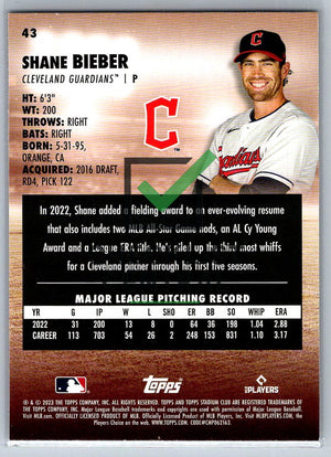 2023 Topps Stadium Club Shane Bieber #43