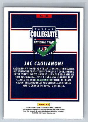 2024 Panini USA Baseball Stars & Stripes Opening Day Jac Caglianone #100