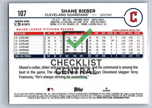 2024 Topps Shane Bieber #107