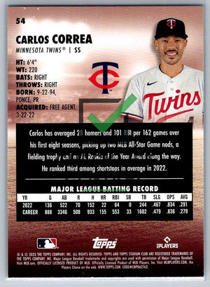 2023 Topps Stadium Club Carlos Correa #54