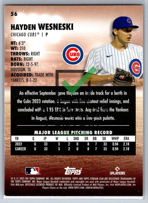 2023 Topps Stadium Club Hayden Wesneski #56 RC