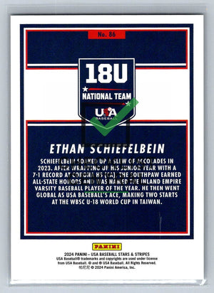 2024 Panini USA Baseball Stars & Stripes Opening Day Ethan Schiefelbein #86