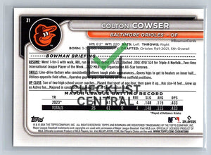 2024 Bowman Colton Cowser #31 RC
