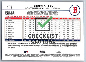 2024 Topps Jarren Duran #108