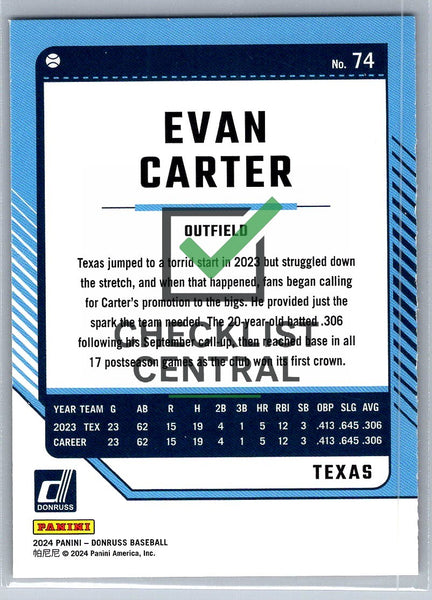 2024 Donruss Red and Blue Evan Carter #74