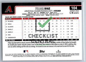2025 Topps Yilber Diaz #104 RC