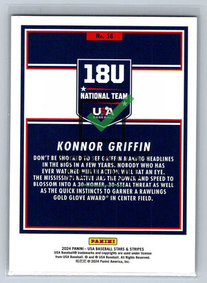 2024 Panini USA Baseball Stars & Stripes Opening Day Konnor Griffin #58