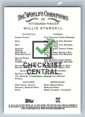 2024 Topps Allen & Ginter Willie Stargell #332 SP