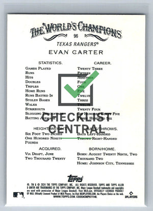 2024 Topps Allen & Ginter Evan Carter #96 RC
