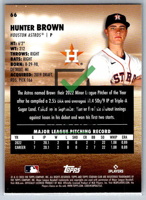 2023 Topps Stadium Club Hunter Brown #66 RC