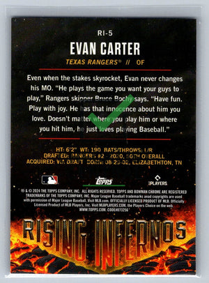 2024 Bowman Chrome Rising Infernos Evan Carter #RI-5